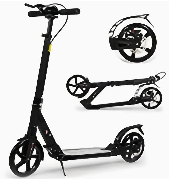Product Introduction of Children's colorful flashing wheel scooter, foldable, suitable for children aged 7-14, adjustable height, with brakes, large wheels, black 7