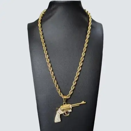 Men's Rope Chain Necklace with Revolving Charm - Stylish Accessory for Everyday Wear 2