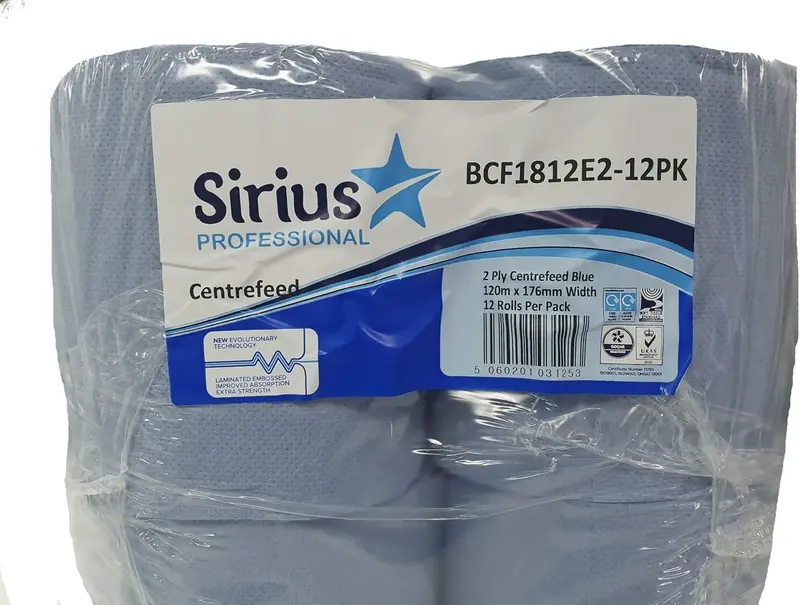 12 x Centre Feed Rolls Blue Tissue Paper Roll (2 Ply) 2