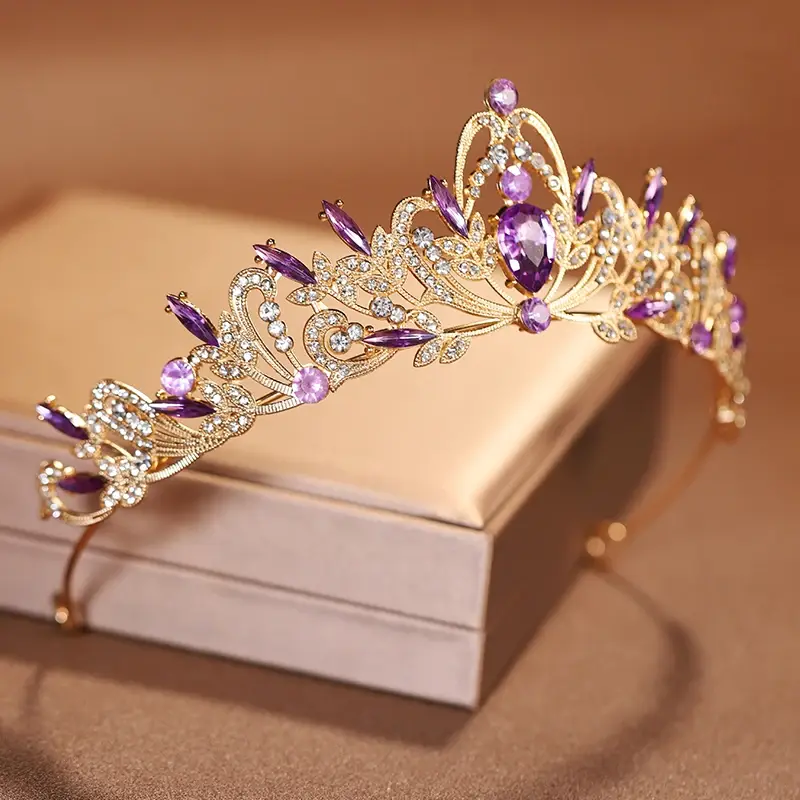 Bridal Headwear Purple-Colour Women's Grand Party Crown Birthday Tiaras 2