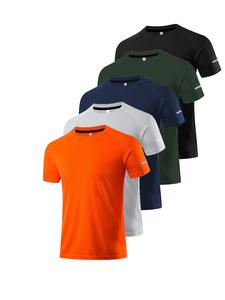 Men's Solid Round Neck Sports Tee, Breathable Quick Drying Short Sleeve T-shirt, Men's Sporty Tops for Gym Workout Running