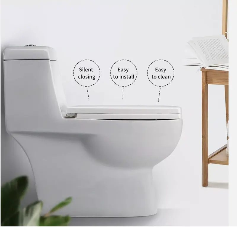 Luxury Square Toilet Seat Heavy Duty White Soft Close Top Quick Release Hinges 3