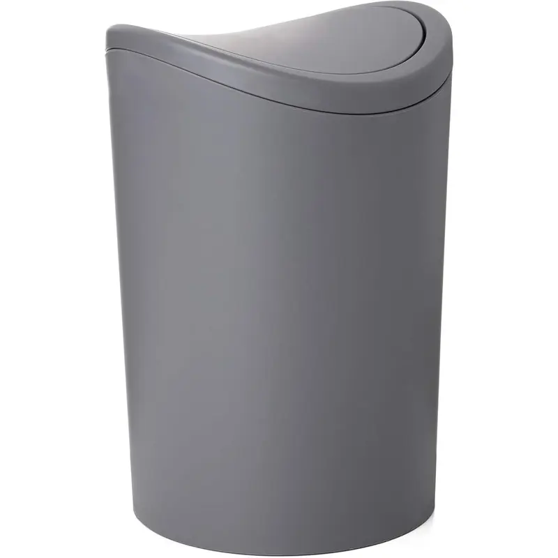 Bathroom Bin with Tilting Lid, 6L Capacity, made of Polypropylene, BPA Free, Color Gray, Measures 19 x 19 x 19 x 28 cm Black 0