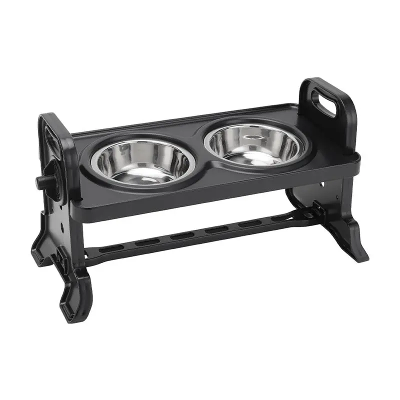 Voltsify 3-Level Adjustable Elevated Dog Feeder with 2 Stainless Steel Bowls & Non-Slip ABS Stand, Foldable & Detachable