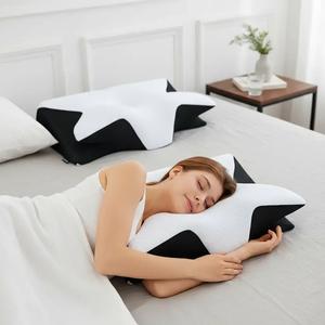 Memory Foam Neck Pillow, 1 Count Breathable Design Orthopedic Memory Foam Neck Pillow, Comfortable & Supportive Neck Pillow, Sleep Pillow for Side & Back Sleepers