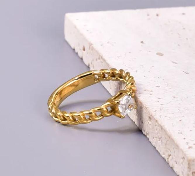 Chain Ring - Stainless Steel Zircon 18K Gold Plated Rings 2