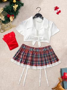 Christmas 3-Piece Sexy Costume Set, Fashionable Comfortable High-Quality Material, Includes Stockings, Perfect for Women