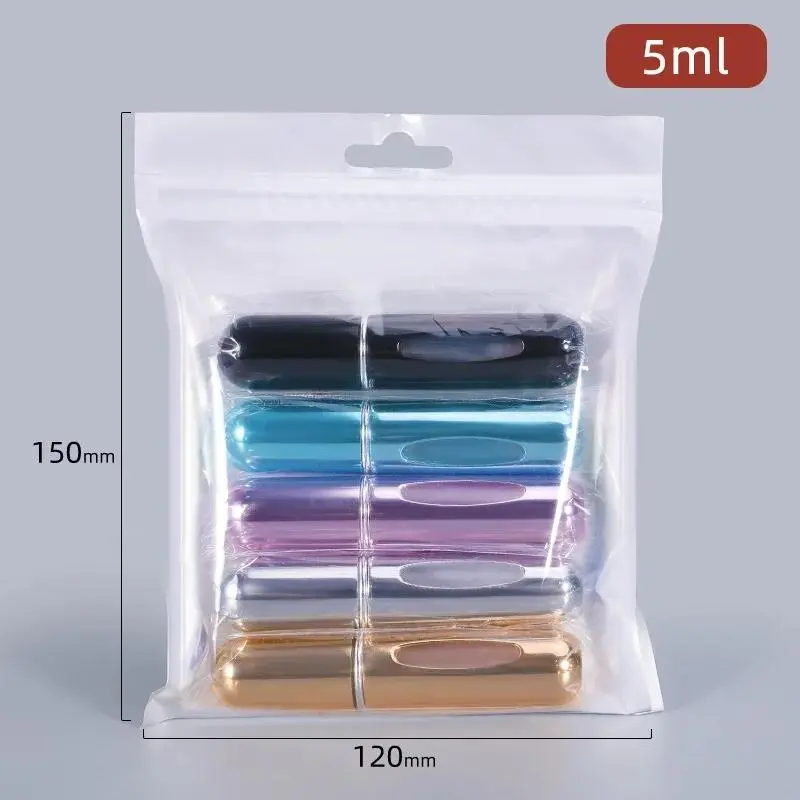 5Pcs Refillable Perfume Bottle With Spray Scent Pump Portable Travel Empty Cosmetic Containers Mini Spray Atomizer Bottle Organiser Tin