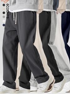 Men's Solid Color Pocket Drawstring Waist Sweatpants, Casual Comfy Loose Jogger Pants for Spring & Fall, Men's Trousers for Daily Wear