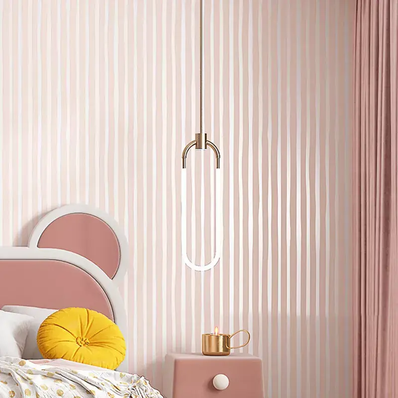 Modern Pink Metallic Stripes Textured Non-Woven Wallpaper Girls Bedroom UK 4