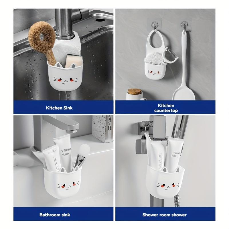 Product Introduction of HARLESOTTO      Adorable Cat - Shaped Silicone Faucet Basket: Ideal for Organizing Kitchen Sinks, Bathroom Sinks, Shower Areas in the Shower Room, and Kitchen Counters. Fits Most Taps. 2