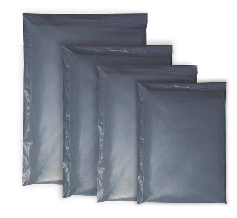 Product Introduction of 60 Mixed Size Self-Seal Mailer Bags | Tamper-Proof Plastic Packaging for Mailing, Postage, Shipping & Delivery | Grey (4 Sizes | Small to Large | 15 each) 1