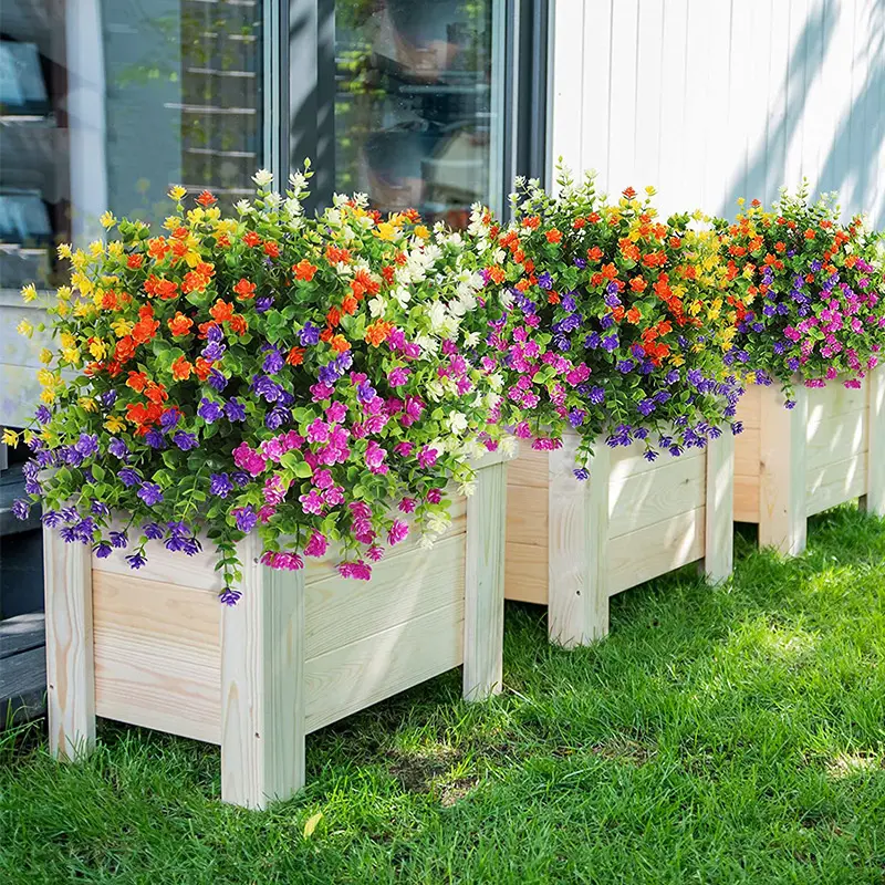 Artificial Flowers UV Resistant Outdoor Fake Flowers Plastic Hanging Shrubs Plants for Garden Porch Window Box Home Decoration Decorative Decorative 3