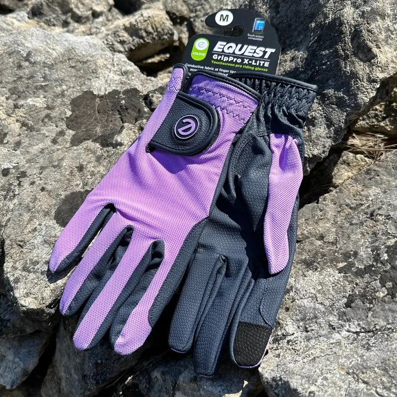 eQUEST GripPro X-LITE Lightweight Equestrian Gloves - Lilac - Plain Cuff 2