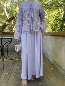 Women's Luxury Floral Beaded Jacket & Satin Skirt Set, Elegant Two-Piece for All Seasons, Stylish Mesh Outerwear, Fashion Style Sets