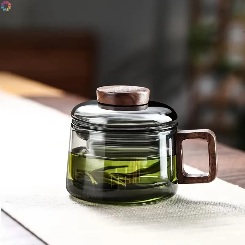Rainbow Snowman  A Reusable, Heat - Resistant Glass Tea Cup Featuring an Infuser, Perfect for Loose - Leaf Tea and Suitable for Versatile Use at Home or in the Office 0
