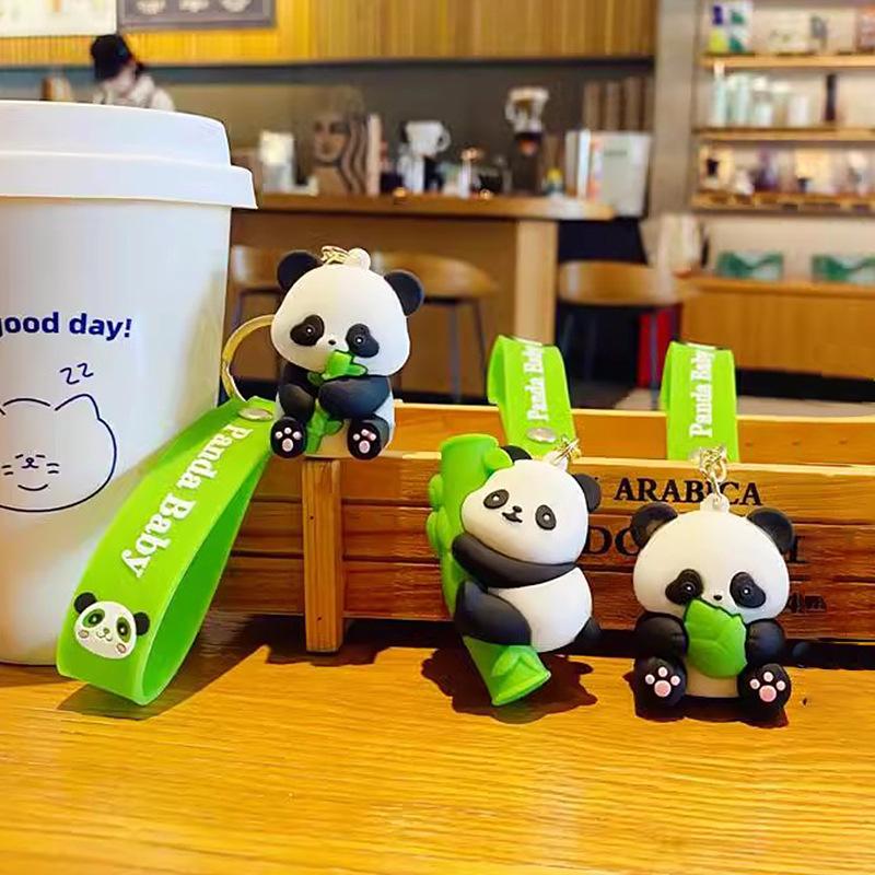 Product Introduction of 1PC Cartoon Panda Keychain – Soft Rubber Animal Pendant for Bags, Keys & Gifts 0