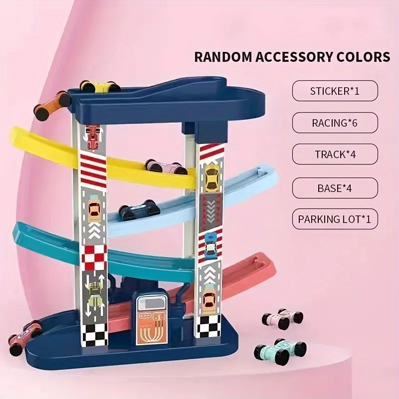 Fun Race Track Car Ramp Racer Car, Sliding Track Cars Toys, Perfect Gift for Boys And Girls, Christmas/ Halloween/ Thanksgiving Gifts(Random accessory colors) (Plastic toys) 2