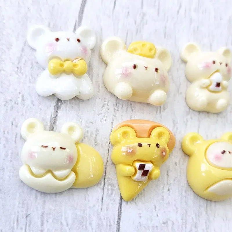 Kawaii Crafts Cute Cartoon Cheesy Hamster Resin Flatback Charms 1