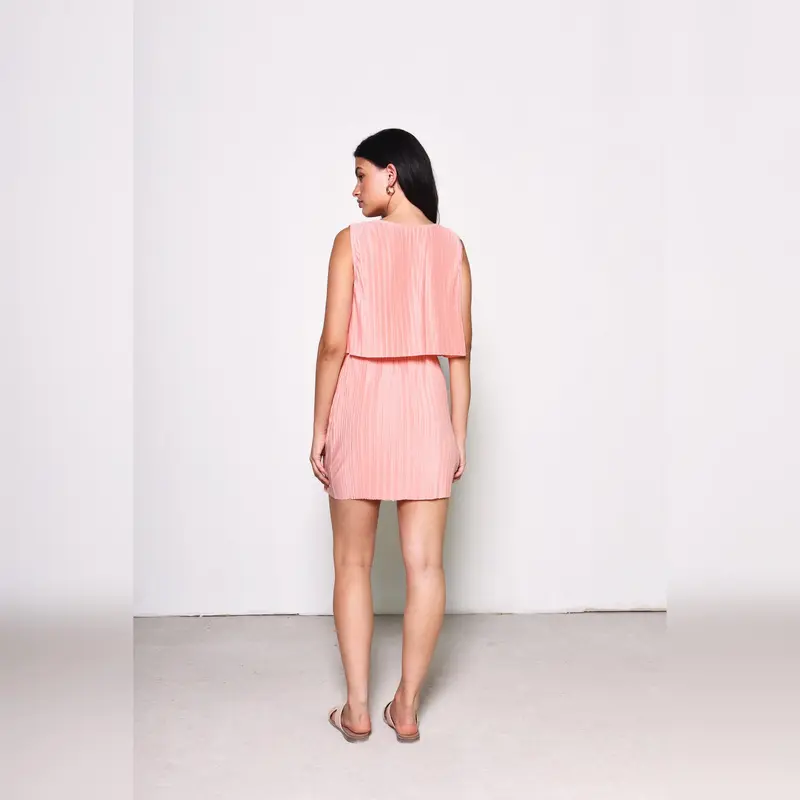 Glamorous High Waisted Peach Plisse Mini Skirt 1