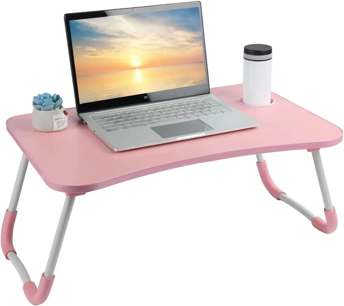 Folding Laptop Table Stand Bed Computer Desk Bed Picnic Stand Home Notebook Tray ( pink)