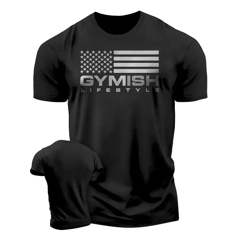 New spring, summer and autumn 3D printed sports T-shirts gym T-shirts high quality cotton men's short-sleeved muscle man tough T-shirt 8