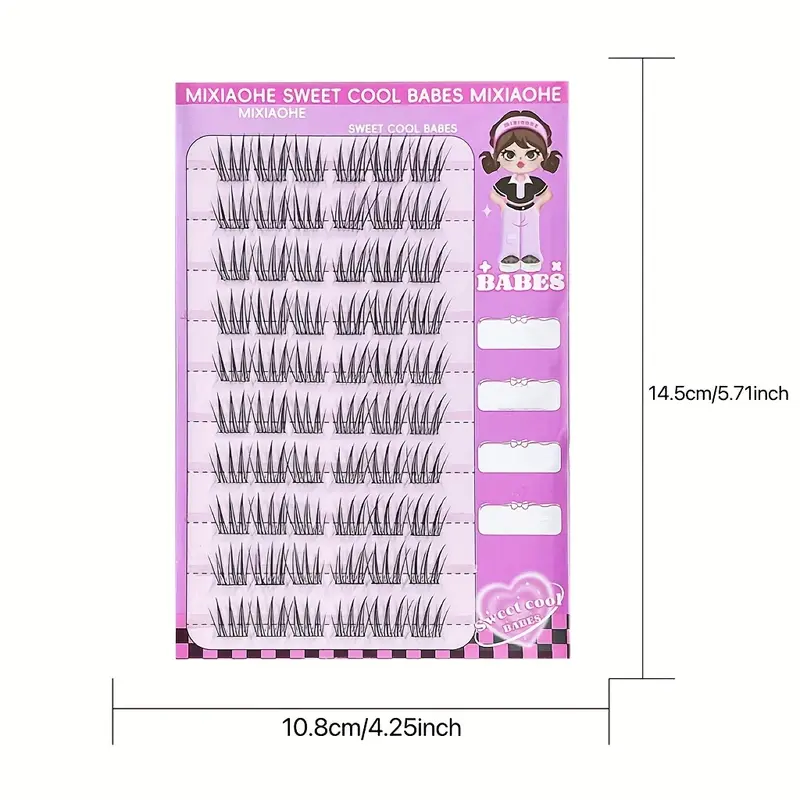 MIXIAOHE 60 Clusters DIY Self-Adhesive False Eyelashes - Natural C/D Curl, 10-15mm Lengths, Reusable Cross/Anime/Fluffy/Cluster Styles for Beginners, No Glue Needed, Korean-Inspired Everyday & Special Occasion Makeup 4