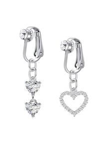 2024 New Stylish Heart Charm Belly Button Ring for Party, Rhinestone Desor Belly No Piercing Body Jewelry, Minimalist Clip-on Navel Ring for Crop Top Decoration