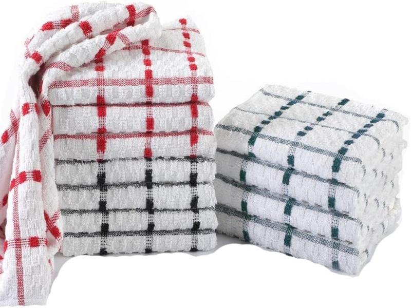 Tea Towels Extra Large 70 X 40 cm Kitchen Towels Set -  Cotton Terry Towelling Soft Absorbent Lint Free Kitchen Cloth Dish Towels and Bar Towels Assorted Colors 1