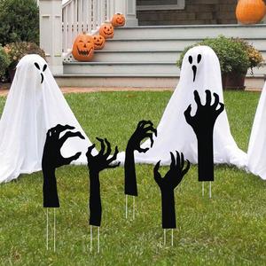 Hand Design Garden Stake, 5 Counts Outdoor Festival Yard Sign, Holiday Decoration for Outdoor Yard Lawn Garden, Halloween