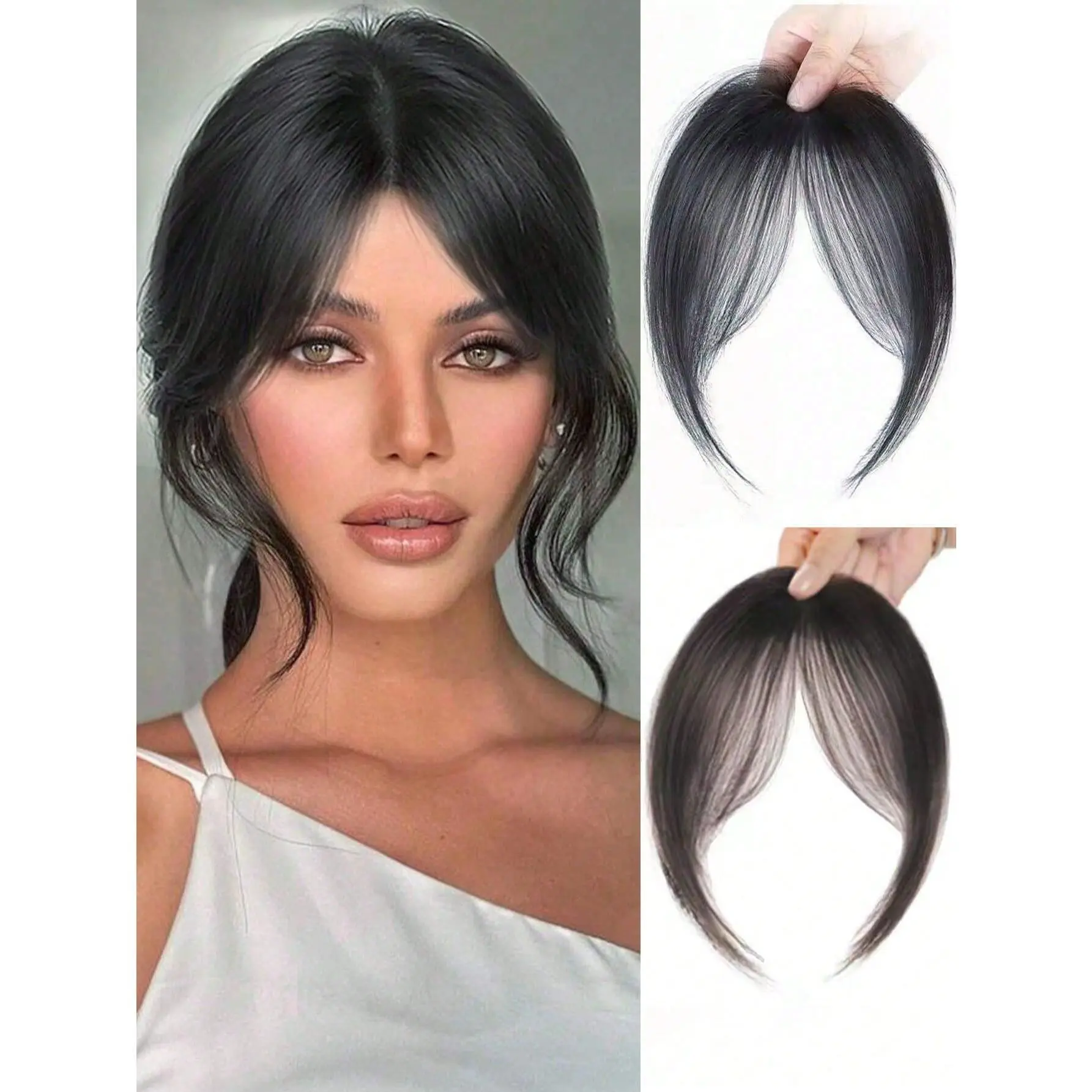 8 Shape Bangs Hair Topper For Women, Invisible Root Volumizing French Bangs Hair Piece