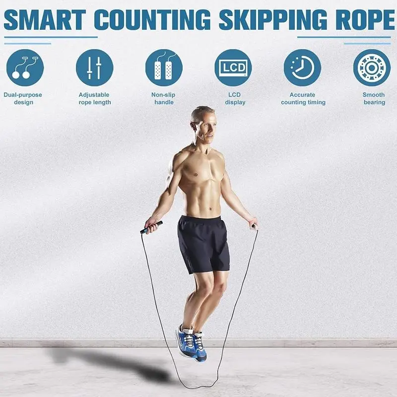 Uten Ropeless Skipping Rope with Counter(3m), Adjustable Digital Jump Rope with Calorie Counter, Non-Slip Handles, Weighted Handles Speed Rope for Adults/ Kids, Exercise Equipment for Fitness, Crossfit, Exercise, Boxing, MMA, Gym 2