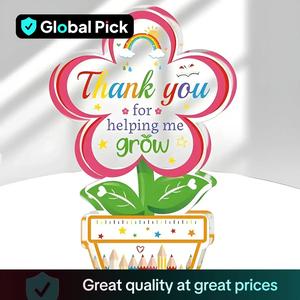 Flower & Letter Pattern Acrylic Ornament for Teacher, Acrylic Plaque Sign, Acrylic Plaque Decor, Creative Thank You Gift for Teacher, Desktop Home Decor Products, Appreciation Gift for Teacher