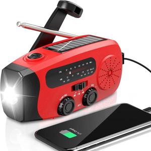 Solar Powered Hand Crank Radio, Multifunctional Portable Weather Radio With Bright Flashlight For Home & Outdoor Camping Hiking
