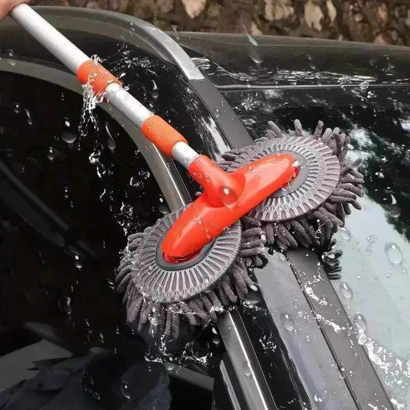 Microfiber Car Wash Mop Kit with 4 Replacement Heads for Exterior Cleaning - Telescopic Brush for Car Van SUV Truck 4