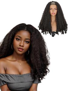 20 Inch Long Curly U-shaped Wigs for Women, Gorgeous Fluffy Wigs without Bangs, Synthetic Full Machine Wigs for Party, Daily Use