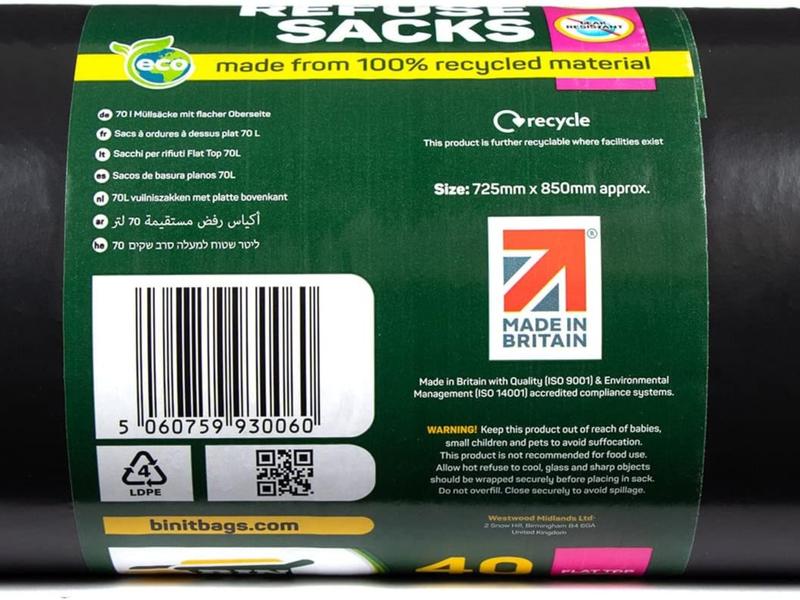 Set of 40 Everyday 70L Strong & Secure Refuse Sacks Tear Resistant Bin Bags 3