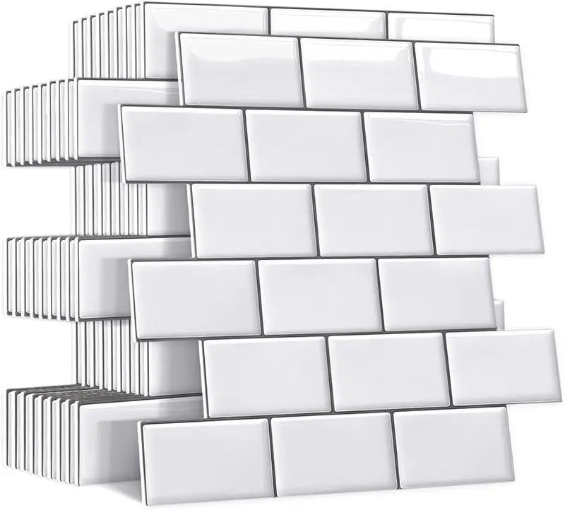 Self Adhesive 3D Tile Stickers for Kitchen Backsplash and Bathroom - Lightweight, Heat Shield, Humidity Resistant 0