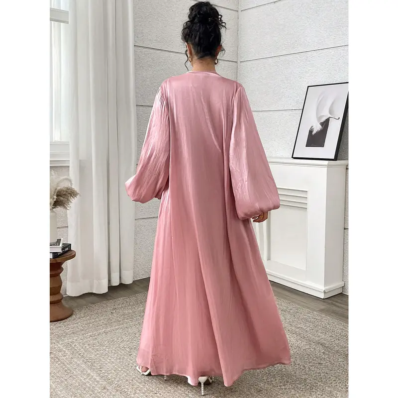 Women's Simple Fashion Casual Arabic Abaya Robe, Everyday Wear, Abayas[S20] muslim  clothes outfit dress for muslim abayas pink auk 4