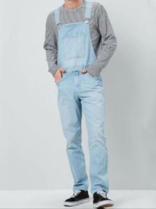 Men's Solid Color Denim Overalls, Loose Casual Comfy Sleeveless Straight Leg Suspender Pants for Daily Wear, Fashion Men's Clothes for All Seasons, Cotton