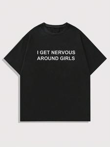 Men's Slogan Print Round Neck Tee, Regular Fit Short Sleeve Crew Neck T-shirt for Summer, Casual Men's Top for Daily Wear