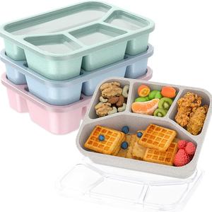 Bento Lunch Boxes, 4 Counts 4-grid Dried Candy Divided Snack Boxes, Reusable Plastic Food Storage Container for School Work Travel, Kitchen Accessories, Travel Essentials, Teen Girl Gifts