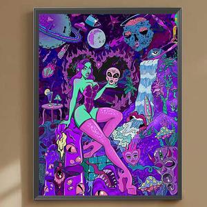 Demon Girl 5D Diamond Arts Colorful Painting Kit without Frame, Devil Women DIY Painting by Numbers Kit, Art Crafts Wall Decor Prints for Home & Office, Diamond Painting Kits