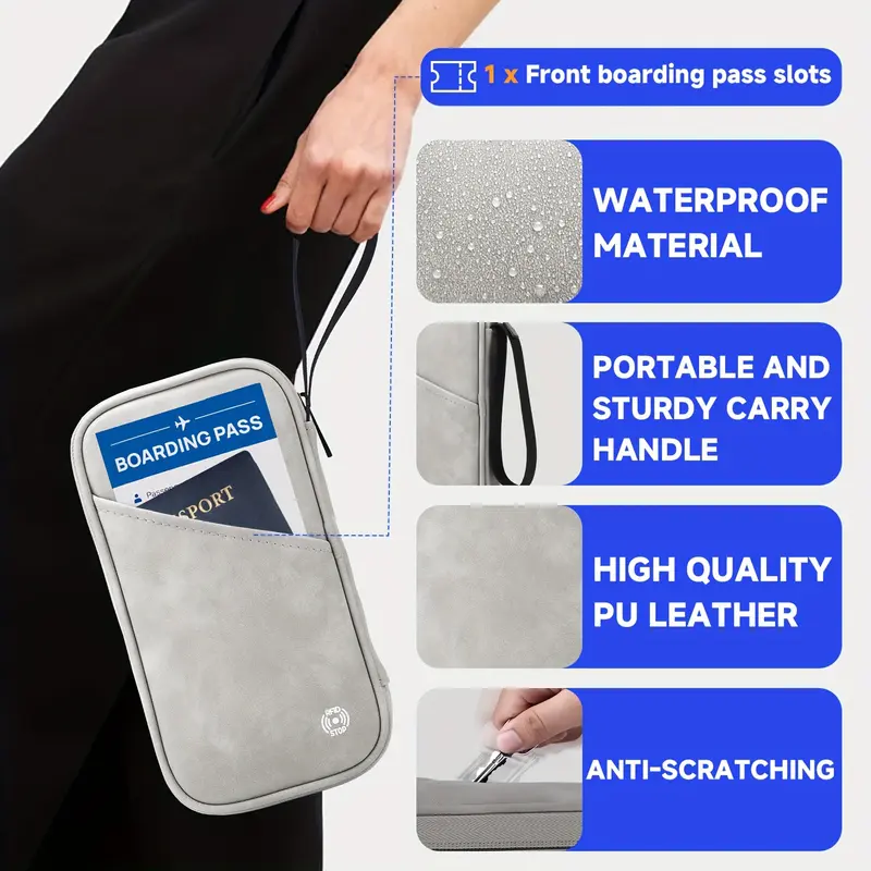 Passport Holder Case, RFID-blocking Passport Holder, Waterproof Passport Storage Bag, Travel Document Organizer, Credit Cards Case, Travel Wallet. Stain-Resistant Travel Organizer with Multiple Compartments, Sleek and Durable Daily Use 2025 Trendy Bag. 3