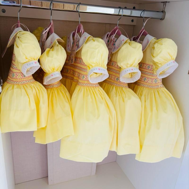 Girls Lemon Smocked Dress with Baby Blue & Pink - Casual Style for Kids Fashion - Womenswear 2