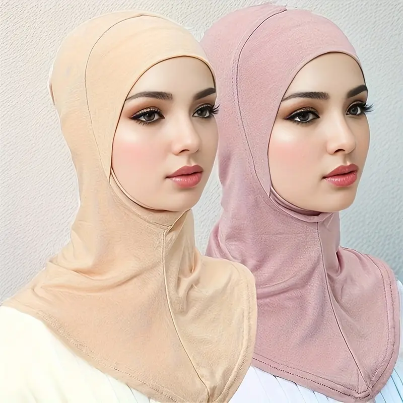 2pcs Thin Breathable Elastic Turban Cap - Hijab Cap Ramadan Hat Elegant Style Muslim Head Wrap Gifts For Eid 5