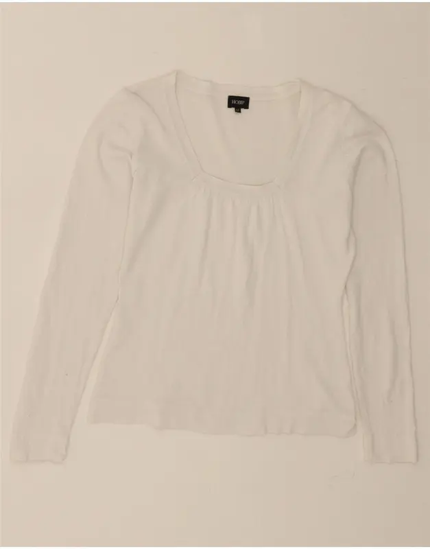 Pre-Owned Vintage HOBBS Womens Top Long Sleeve UK 12 Medium  White Cotton 1