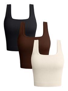 Women's Solid Color Sports Tank Top, Breathable Comfortable High Stretch Sports Singlet, Ladies Sportswear for Indoor Outdoor Wear