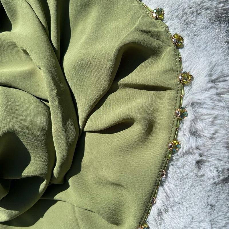 Olive colour crystal beaded hijab 2