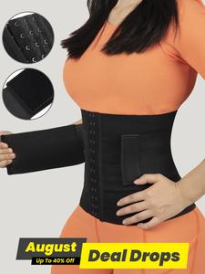 Women's Adjustable Hook & Eye Design Waist Trainer, Velcro Design High Stretch Waist Cincher, Abdominal Binder, Ladies Tummy Control Shaper, Highwaist Girdle Fit, Body Sculpting Belt, High Compression Shapewear, Flat Belly Shaper, Black